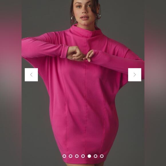 Daily Practice Anthropologie Long Sleeve Mock Neck Knit Mini Dress Pink Medium - Picture 4 of 13